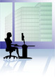 Vector: Femme devant son ordinateur Femme devant son ordinateur