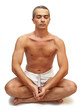 isolated man on white background yoga position