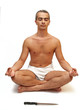 isolated man on white background yoga position