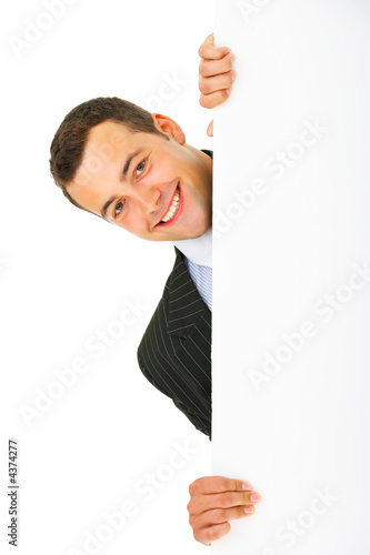 Man holding a billboard