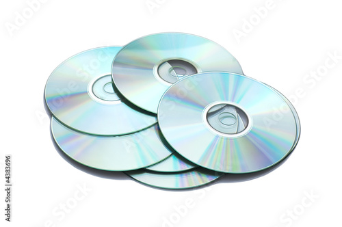 Foto: Many CD's isolated on the white background Many CD's isolated on the white background