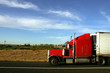 Semi truck going fast on interstate highway