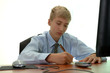 teenager - businessman signs document. teenager - businessman signs document.