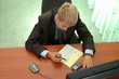 teenager - businessman signs document. teenager - businessman signs document.