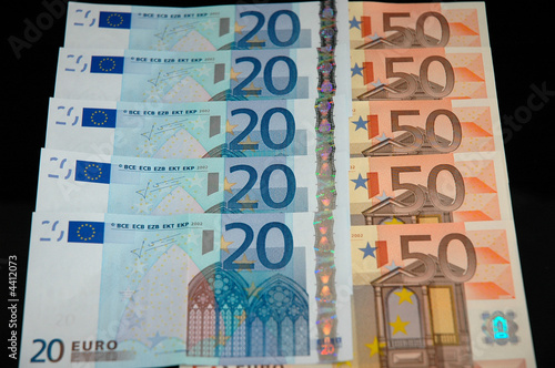 Photo: Euros, twenty and fifty Euros, twenty and fifty