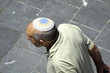 man wearing jewish kippa, jerusalem, israel man wearing jewish kippa, jerusalem, israel