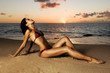 sexy asian girl at sunset