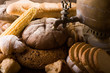 baked bread, corn and samovar