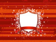 Shield, red ribbon and decorative snowflakes