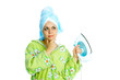 housewife with flatiron housewife with flatiron