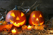 Scarved jack-o-lanterns Scarved jack-o-lanterns