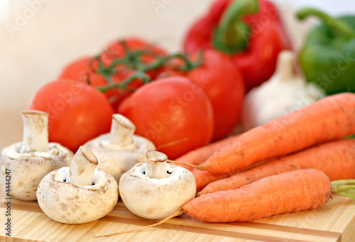 Vegetables on chopping board - shallow depth of field 