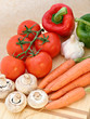 carrots, peppers, garlic, mushrooms and tomatoes carrots, peppers, garlic, mushrooms and tomatoes