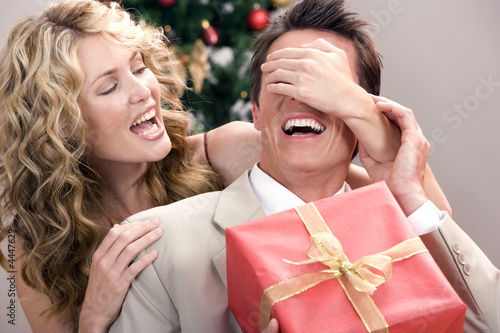 Giving the surprise christmas gift!