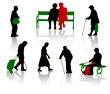 Silhouette of old people. 