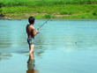 boy fishing with spinning