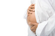pregnant woman holding her belly