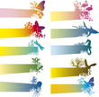 colorful banners with animal silhouettes