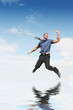 Businessman jumping