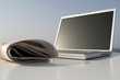 Laptop, Notebook mit Zeitung