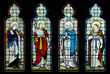 Four panel stained glass window from English church