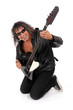 Bassiste en cuir noir Bassiste en cuir noir