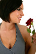 Woman In Fashion Dress Smelling Rose Woman In Fashion Dress Smelling Rose