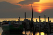sunset at baltic sea. fishing boat at harbour. sunset at baltic sea. fishing boat at harbour.