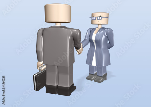 Illustration: 3d toy business man meeting bizness woman 3d toy business man meeting bizness woman