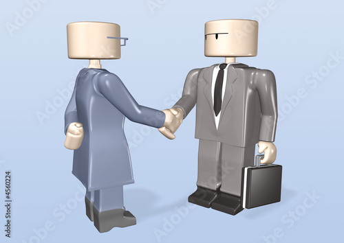 Illustration: 3d toy business woman meeting bizness man 3d toy business woman meeting bizness man