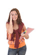 Beautiful female worried student 
