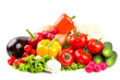 Pile of vegetables isolated on white