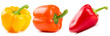 Three bell peppers isolated on white Three bell peppers isolated on white