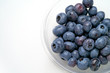 Blueberries inglass bowl from above