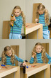 Cute girl helping to assemble new firniture Cute girl helping to assemble new firniture