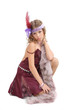 Girl wearing the costume of 20s on the white background