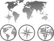 world map and compass