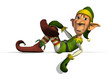 Santa's Elf on Sign Edge - 3D render