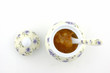 marmalade with spoon in eartenware jar