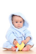 baby in bathrobe