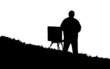 Painter with easel silhouette