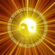 A Yin-Yang icon illuminated from behind. A Yin-Yang icon illuminated from behind.