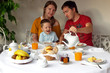 Having breakfast