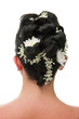 Bride hairstyle backview isolated on white
