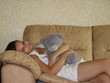 Viki with a plush bear