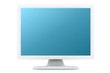 white monitor with cyan shade white monitor with cyan shade