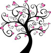 arbre en fleurs - cœurs roses