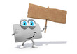 Loyalty card as 3d cartoon with wood pancarte sign