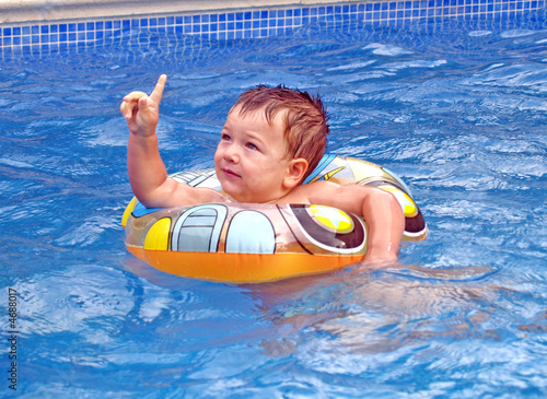 Photo: baby boy in the pool baby boy in the pool