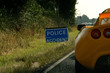 Photo: police accident sign with traffic police accident sign with traffic